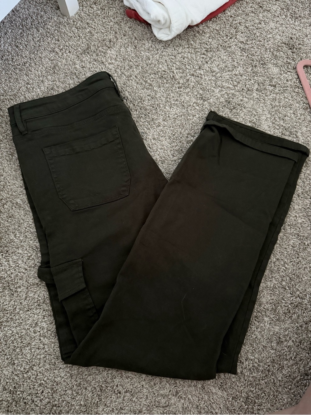 Dark Green Straight-Leg Cargo Pants
